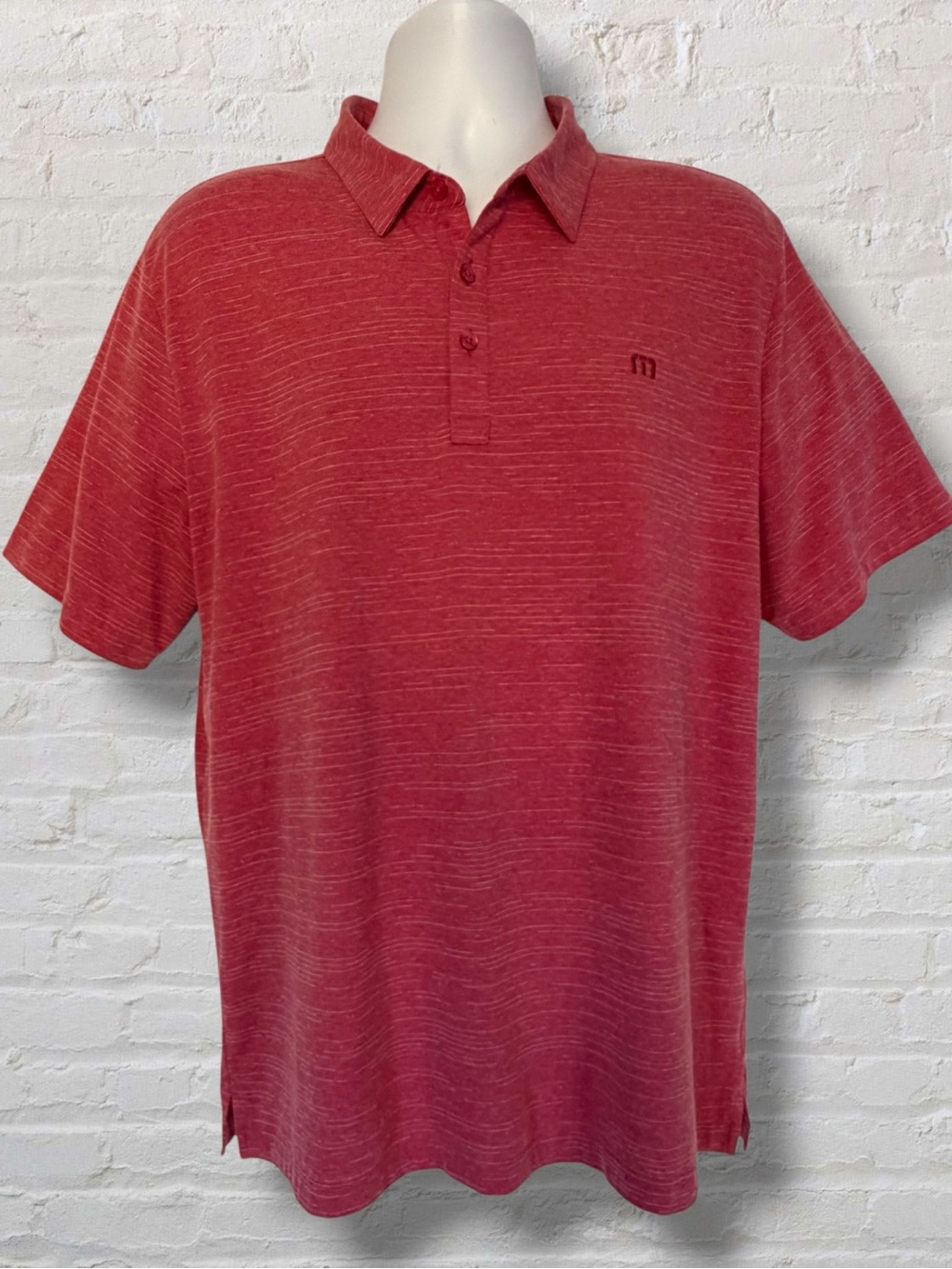 TravisMathew Men’s Red Heather Performance XL Golf Polo Stretch Shirt